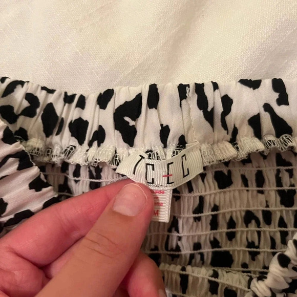 tcec black white leopard print gameday ruffle tube top medium - Picture 2 of 3